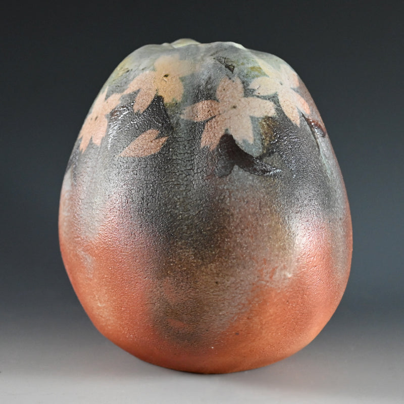Huge Manyosai Flower Vase ー"万葉彩志野桜紋扁壺"