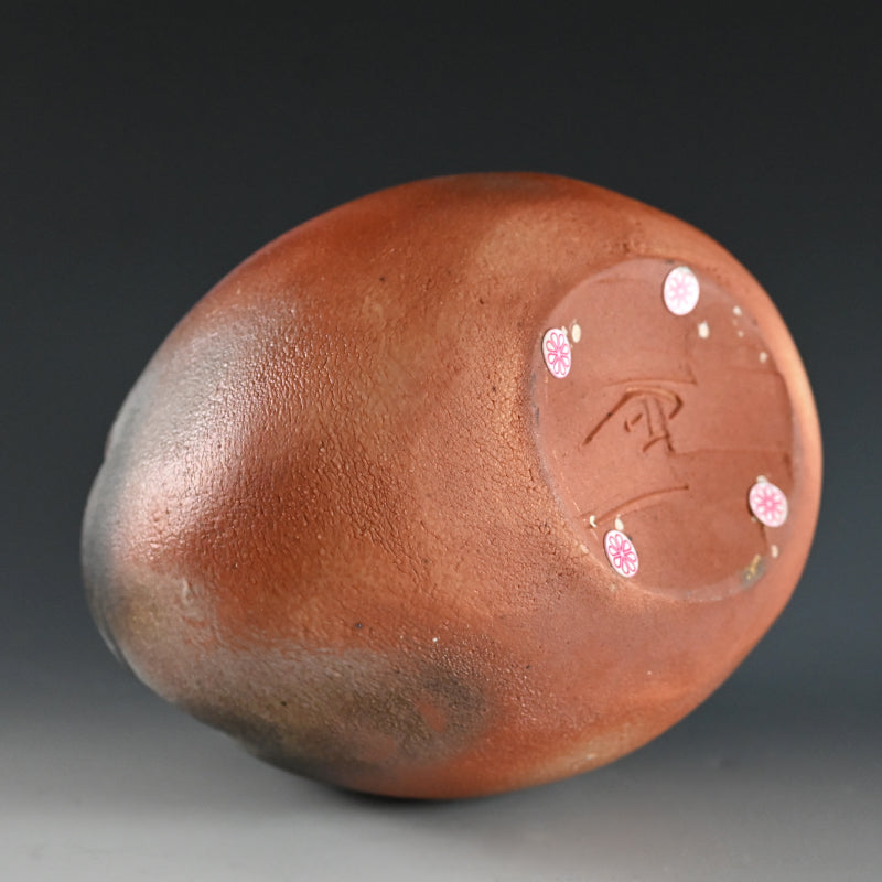 Huge Manyosai Flower Vase ー"万葉彩志野桜紋扁壺"