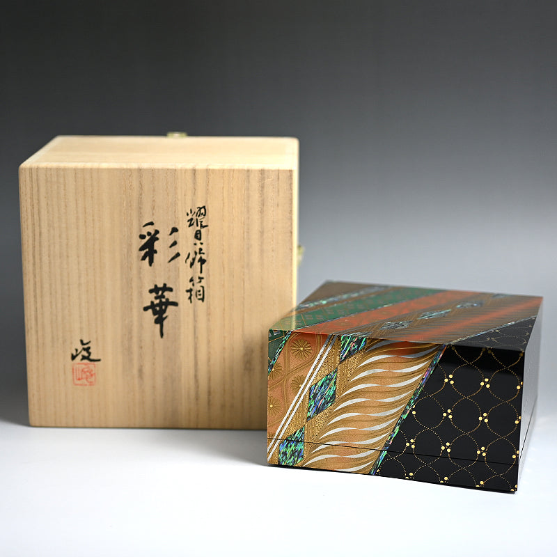 Nishiki Pattern Lacquer Box ー服部 峻昇 “耀貝飾箱 彩華”