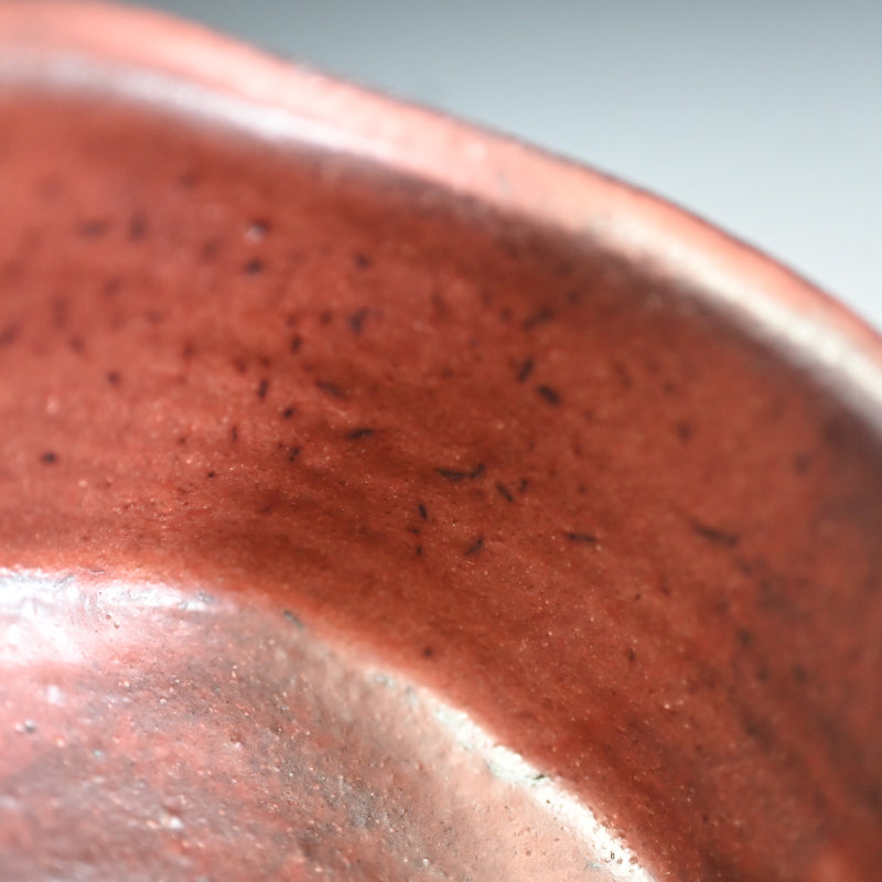 Superlative Fire-red Shino Chawan ー山田 和 "志野茶盌"