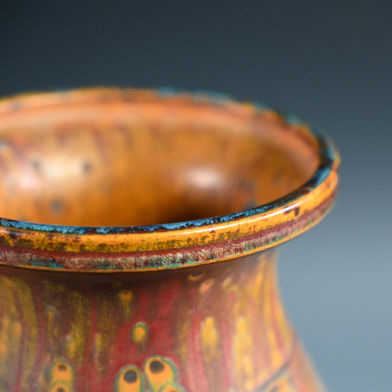 Antique Japanese Ceramic Vase Imitating Chinese Bronze Ware
