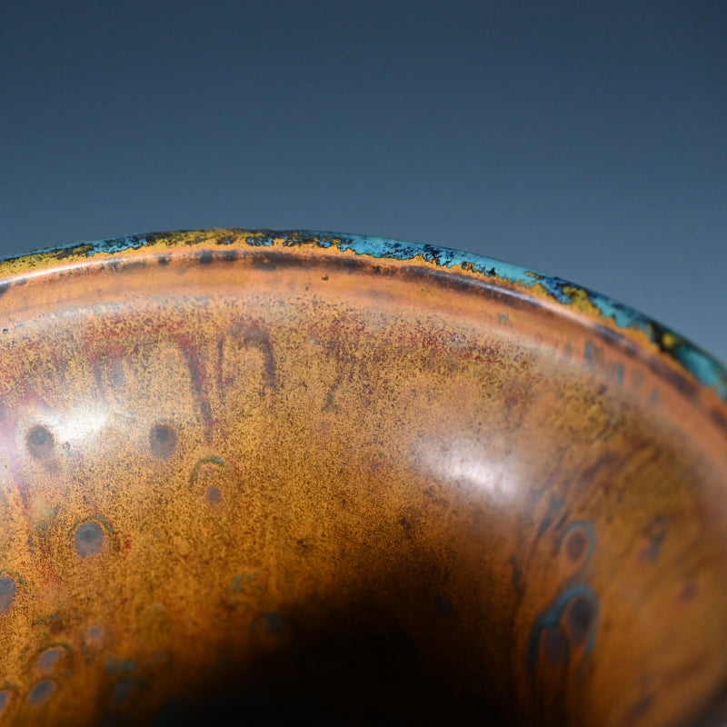 Antique Japanese Ceramic Vase Imitating Chinese Bronze Ware