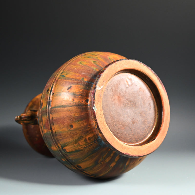 Antique Japanese Ceramic Vase Imitating Chinese Bronze Ware