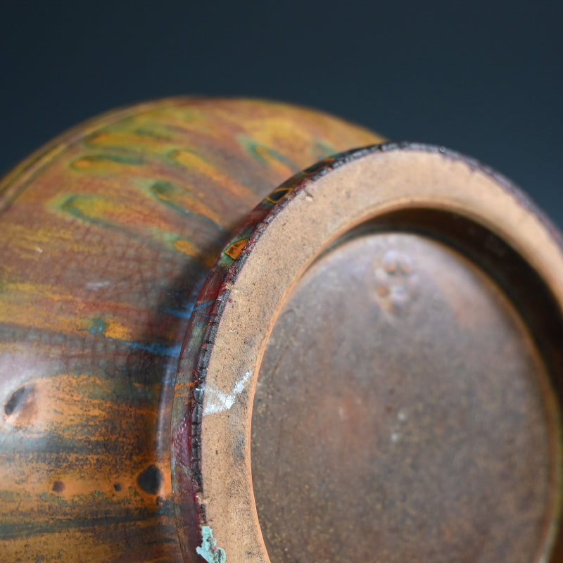 Antique Japanese Ceramic Vase Imitating Chinese Bronze Ware