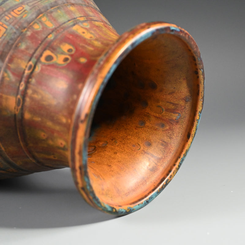 Antique Japanese Ceramic Vase Imitating Chinese Bronze Ware