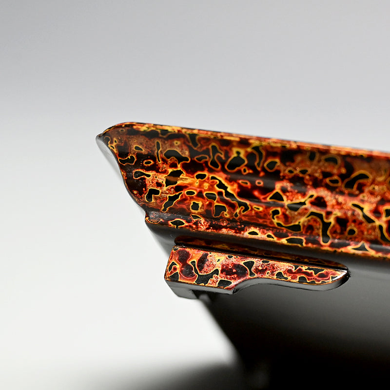 Antique Japanese Tsugaru Lacquer Box w/ Tray