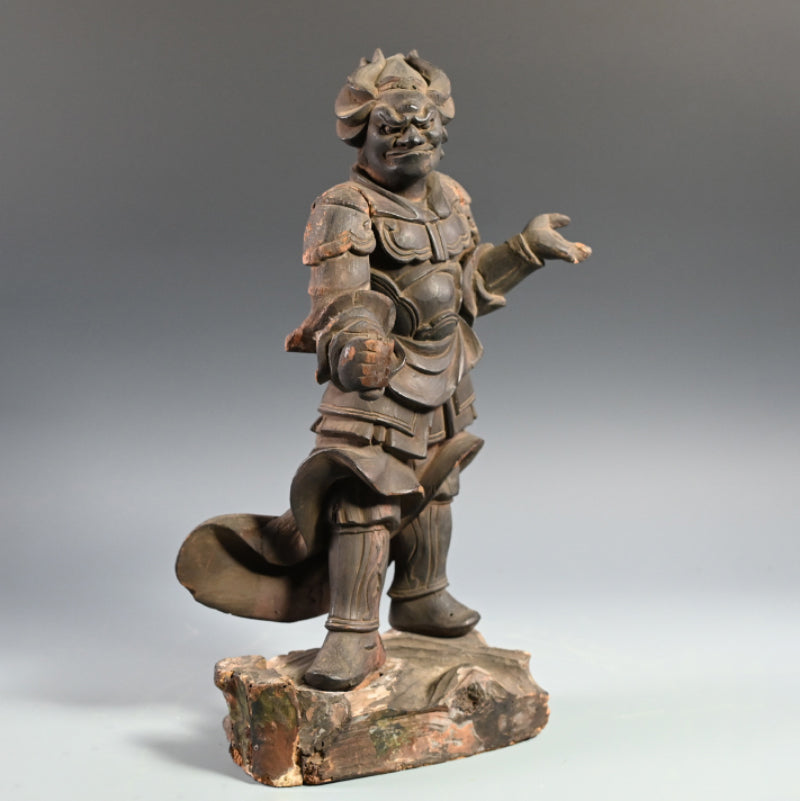 Antique Japanese Carved Wooden Buddhist Image, Junishinzo