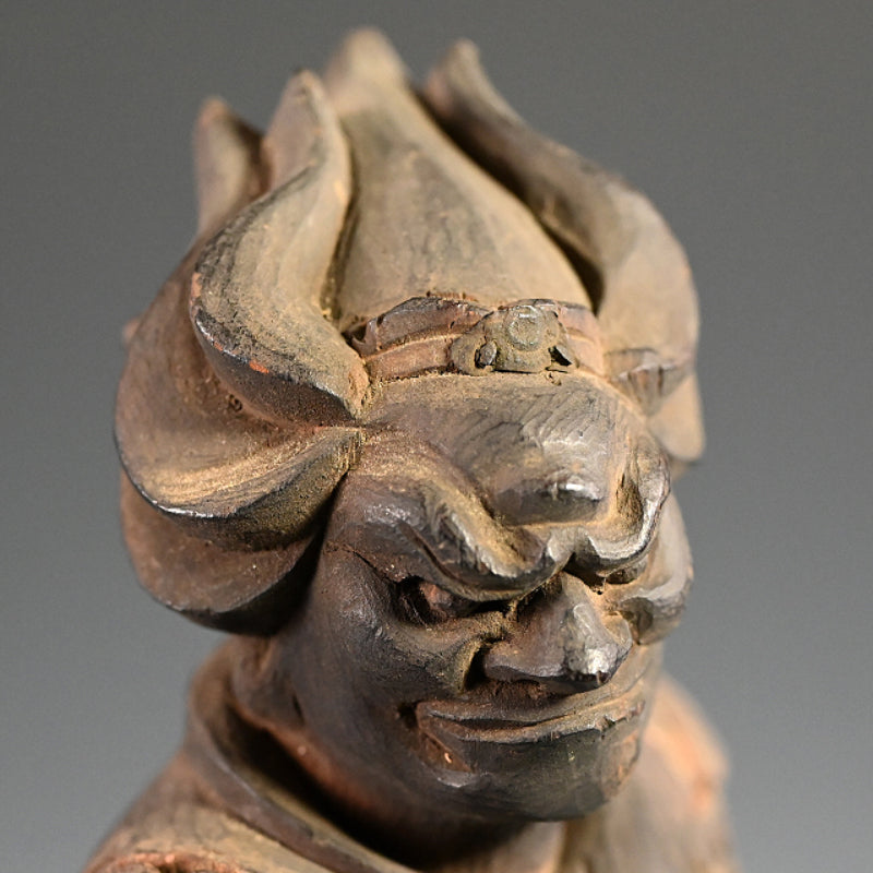 Antique Japanese Carved Wooden Buddhist Image, Junishinzo