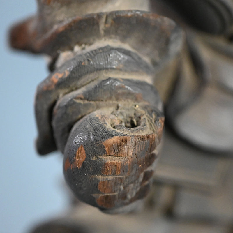 Antique Japanese Carved Wooden Buddhist Image, Junishinzo