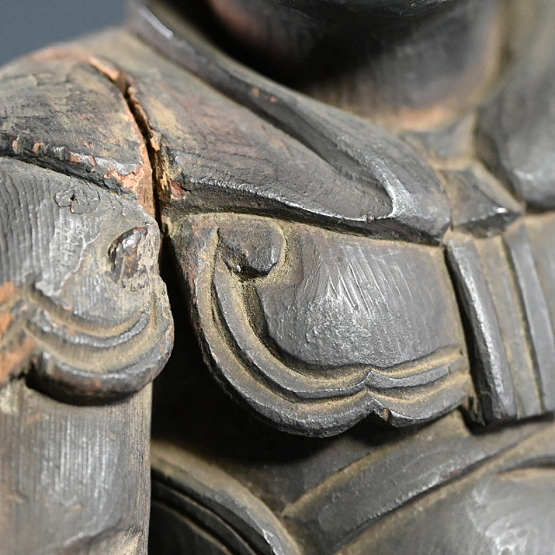 Antique Japanese Carved Wooden Buddhist Image, Junishinzo