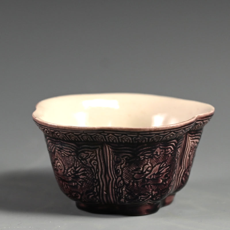 5 Lobed Bowl Attributed to Aoki Mokubei ー聾米 紫交趾梅花式鉢