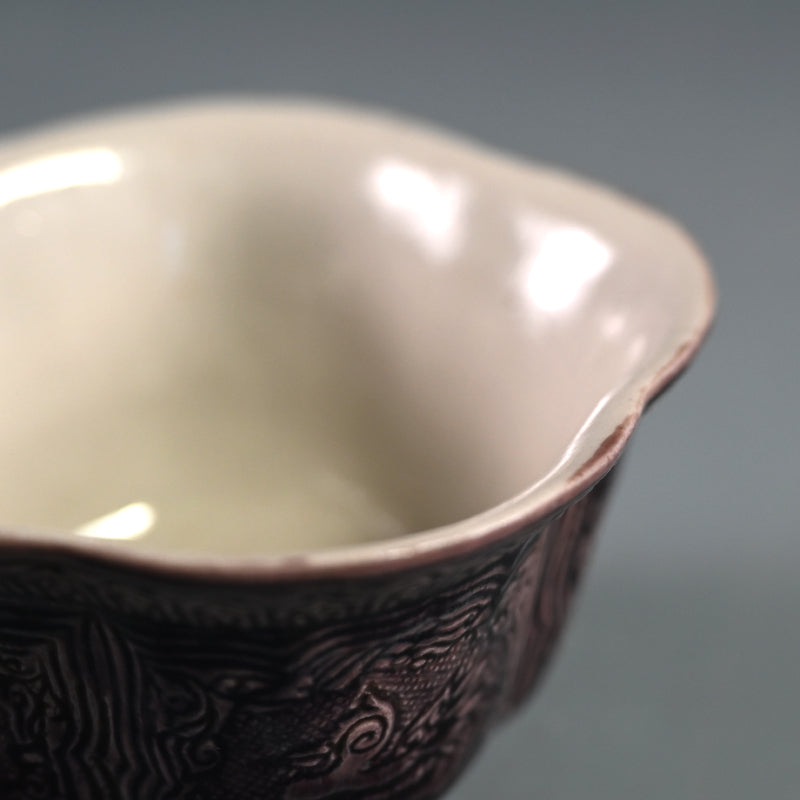 5 Lobed Bowl Attributed to Aoki Mokubei ー聾米 紫交趾梅花式鉢