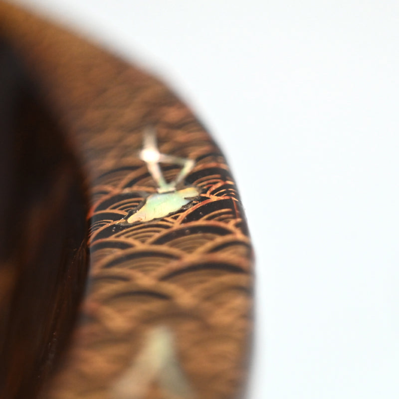 Edo period Shell Shaped Lacquer Wooden Bowl