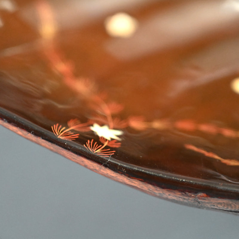 Edo period Shell Shaped Lacquer Wooden Bowl