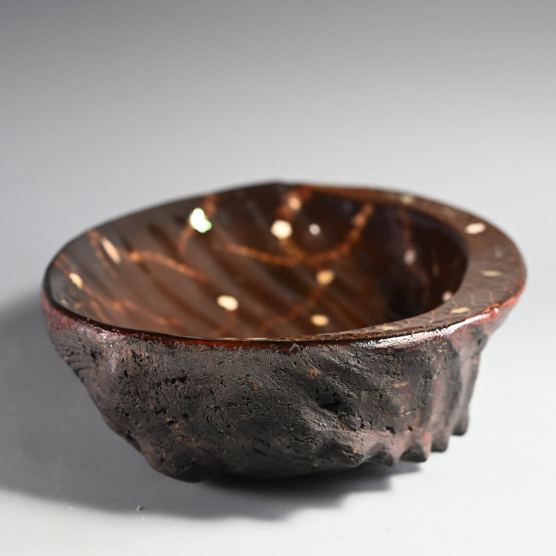 Edo period Shell Shaped Lacquer Wooden Bowl