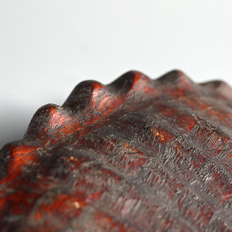 Edo period Shell Shaped Lacquer Wooden Bowl