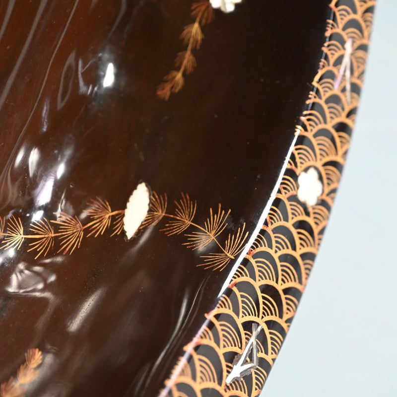 Edo period Shell Shaped Lacquer Wooden Bowl