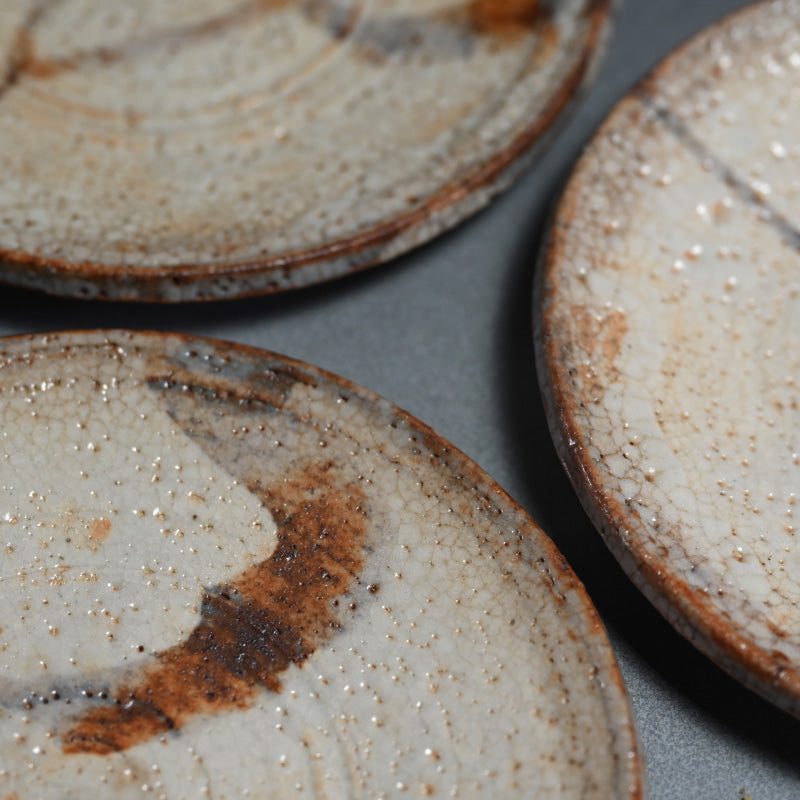 E-Shino Meme Zara Dish Set ー岡部 嶺男 "絵志野 銘々皿"