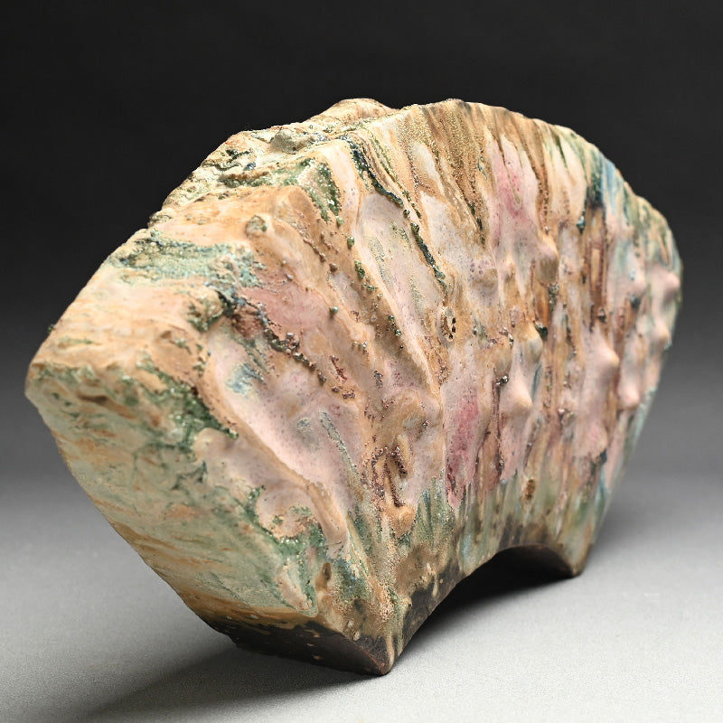 Contemporary Manyosai Ceramic Vase ー林 正太郎 "万葉彩扇面花器"