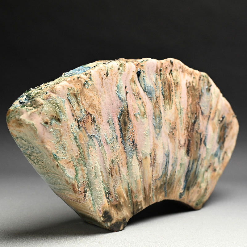 Contemporary Manyosai Ceramic Vase ー林 正太郎 "万葉彩扇面花器"