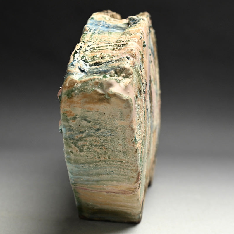 Contemporary Manyosai Ceramic Vase ー林 正太郎 "万葉彩扇面花器"