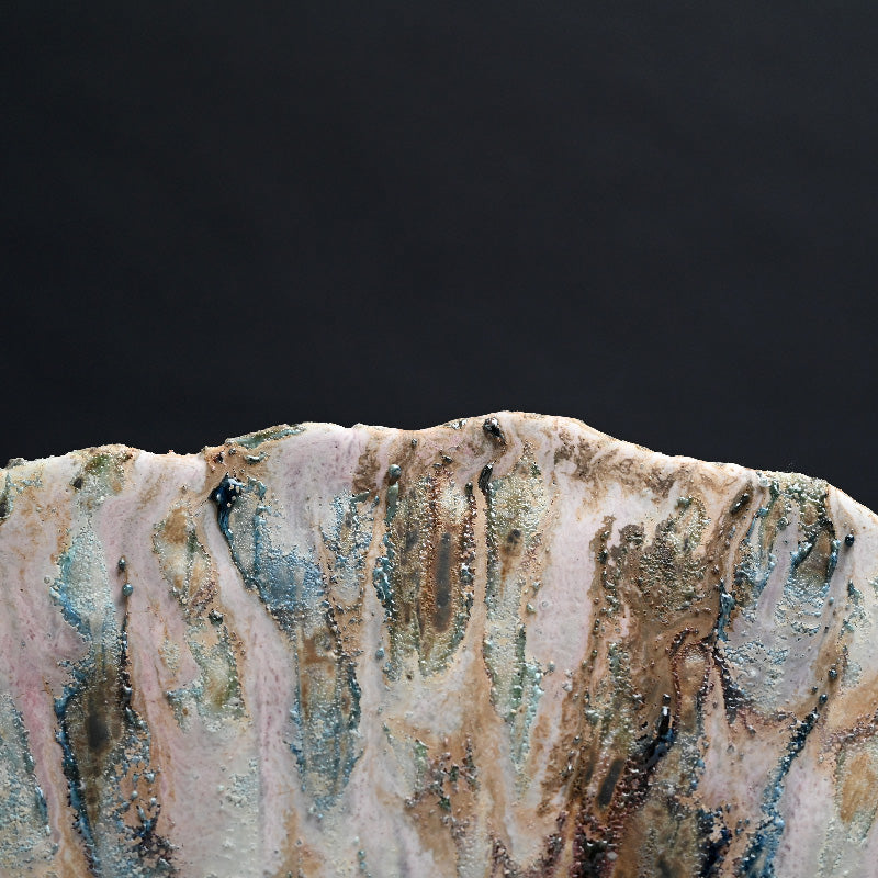Contemporary Manyosai Ceramic Vase ー林 正太郎 "万葉彩扇面花器"