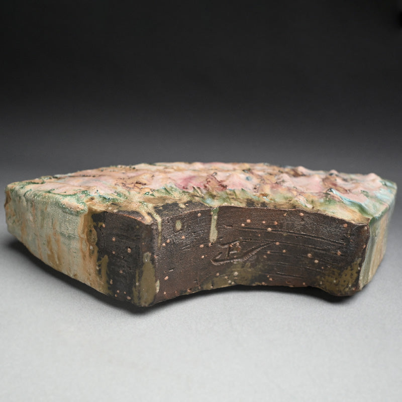 Contemporary Manyosai Ceramic Vase ー林 正太郎 "万葉彩扇面花器"