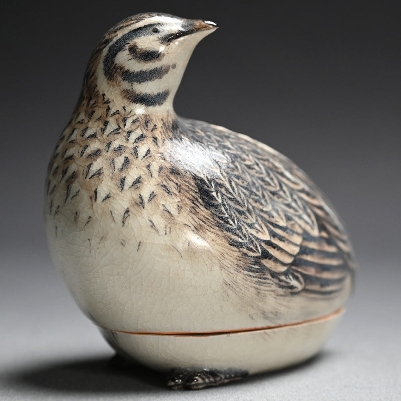 Miyagwa (Makuzu) Kozan Quail Koro Incense Burner ー宮川 香山 "仁清写 鶉 香爐"
