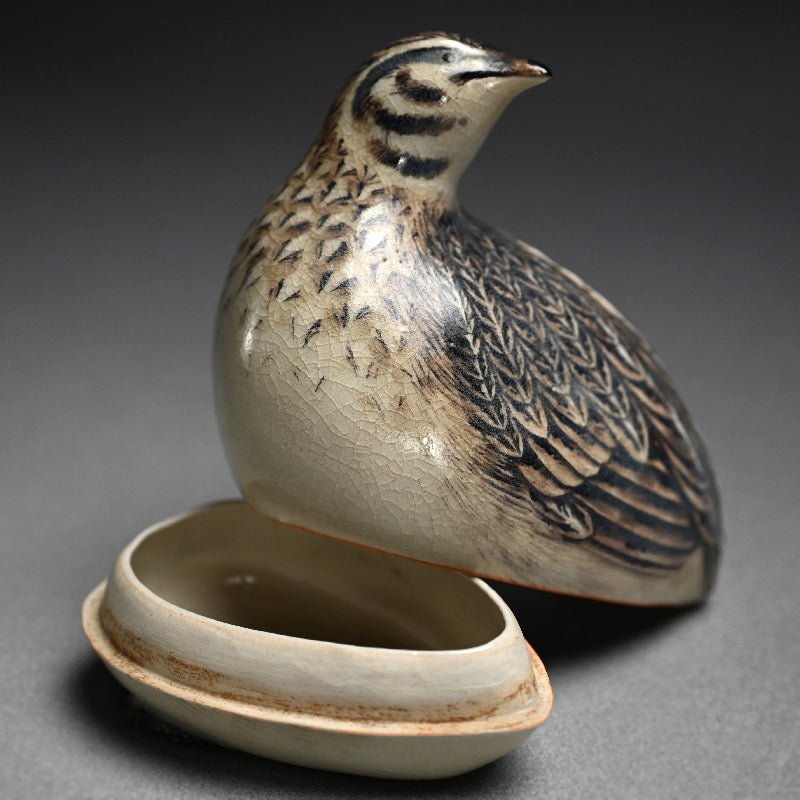 Miyagwa (Makuzu) Kozan Quail Koro Incense Burner ー宮川 香山 "仁清写 鶉 香爐"
