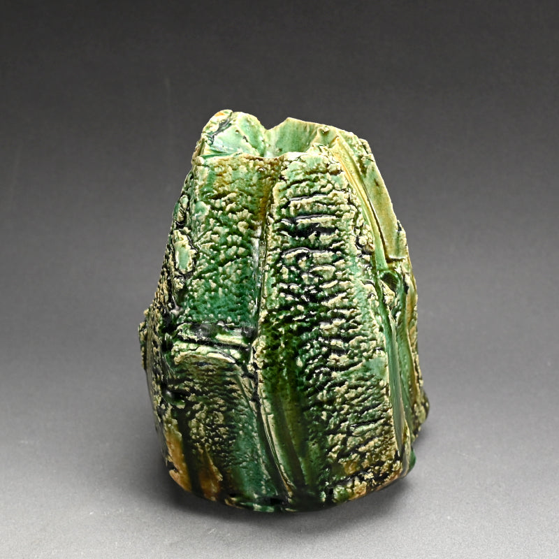 Stellar Riven Clay Oribe Vase ー"織部花器"