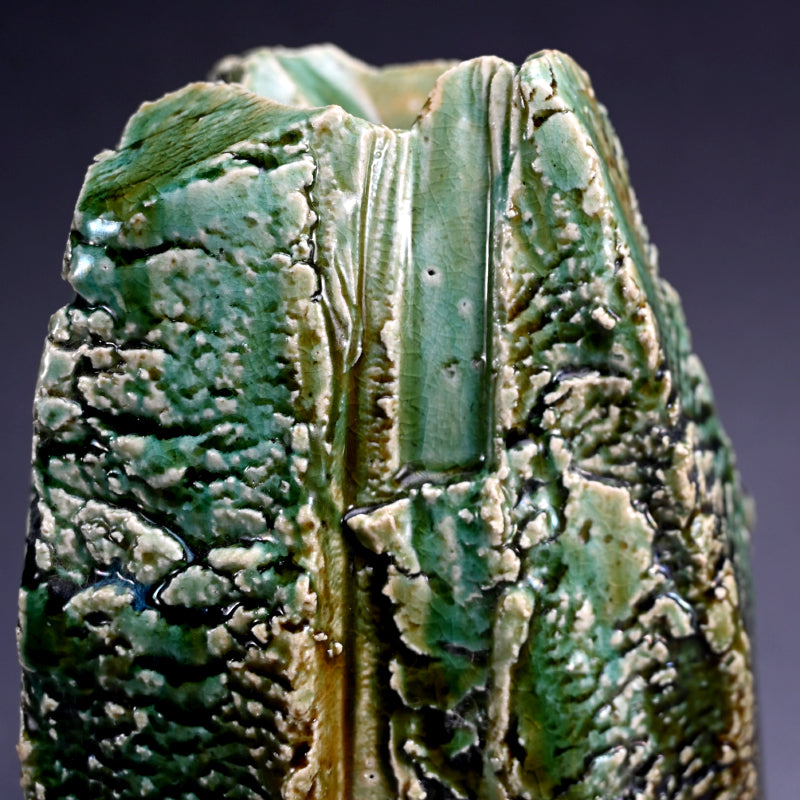 Stellar Riven Clay Oribe Vase ー"織部花器"
