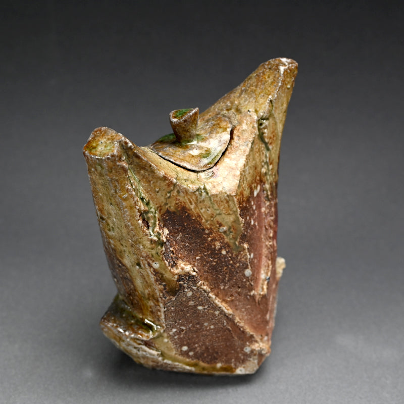 Unusual Shinogi Lidded Vase ー新 学 "伊賀 鎬水注花器"