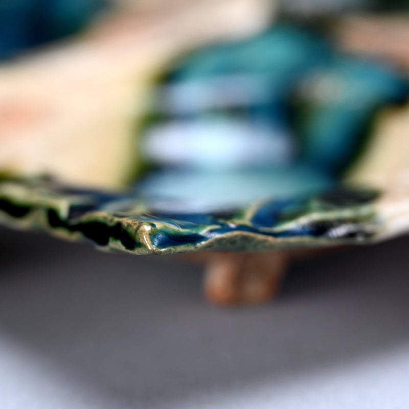 5 pc Oribe Glazed Dish Set ー新 学 "織部 深皿五客揃"