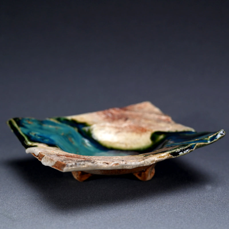 5 pc Oribe Glazed Dish Set ー新 学 "織部 深皿五客揃"