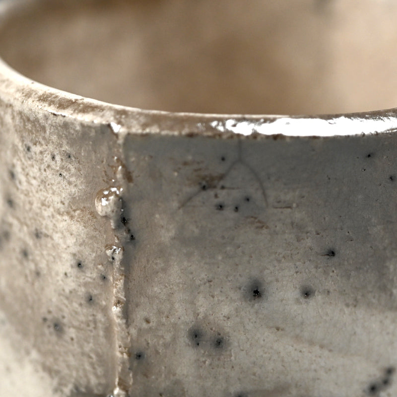 White Raku Chawan Tea Bowl ー橋本 知成 “白楽筒茶碗”