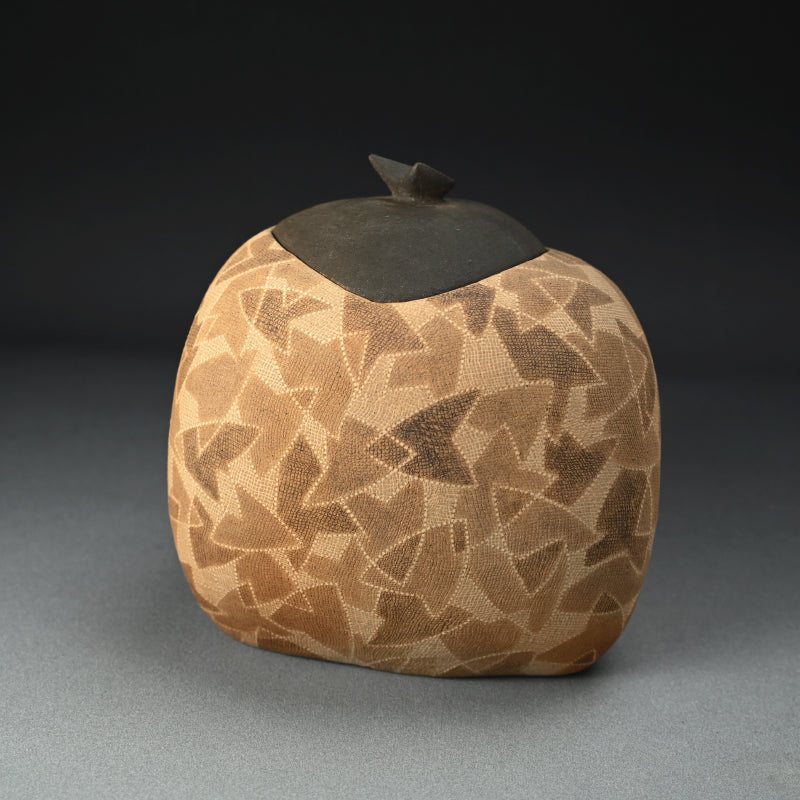 Exhibited Mizusashi Water Container ー服部 全四郎 "布目象嵌水指"