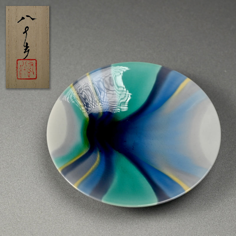 Tokuda Junko Kutani Plate ー四代 徳田 八十吉 (順子) "太古の富士"