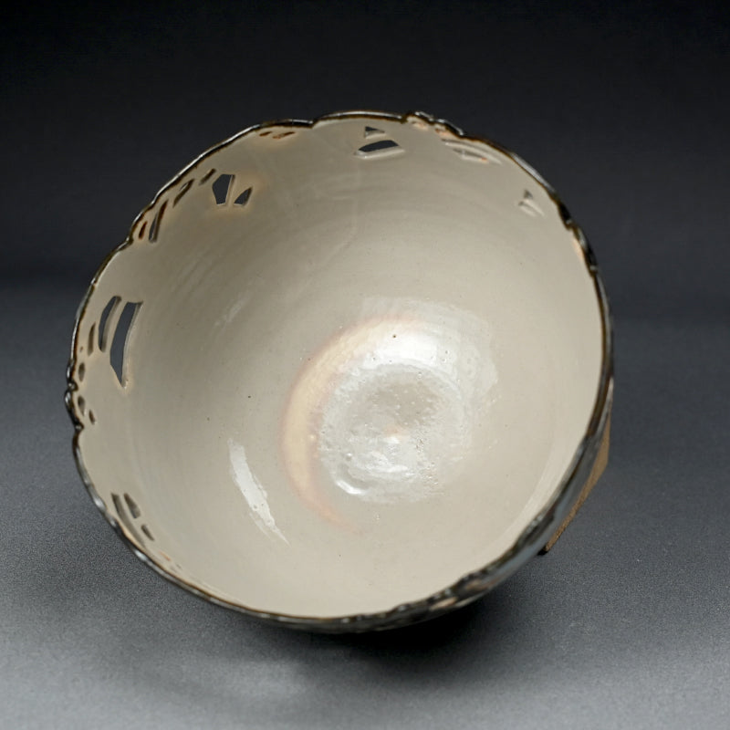 Bowl Pierced with Silver Waves & Plovers