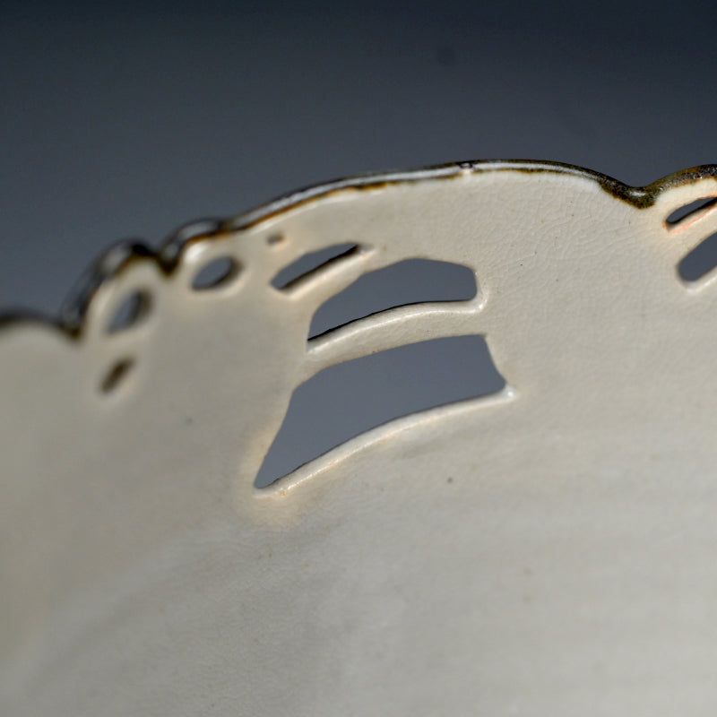 Bowl Pierced with Silver Waves & Plovers