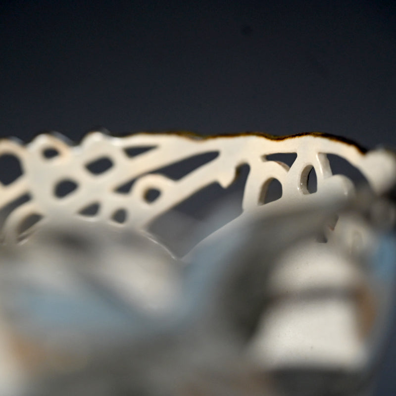 Bowl Pierced with Silver Waves & Plovers