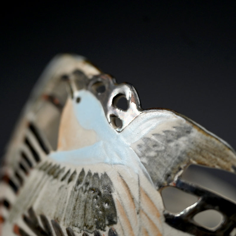 Bowl Pierced with Silver Waves & Plovers