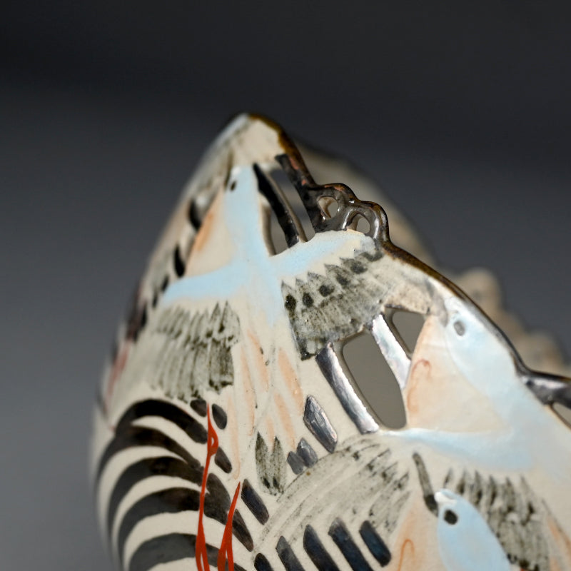 Bowl Pierced with Silver Waves & Plovers