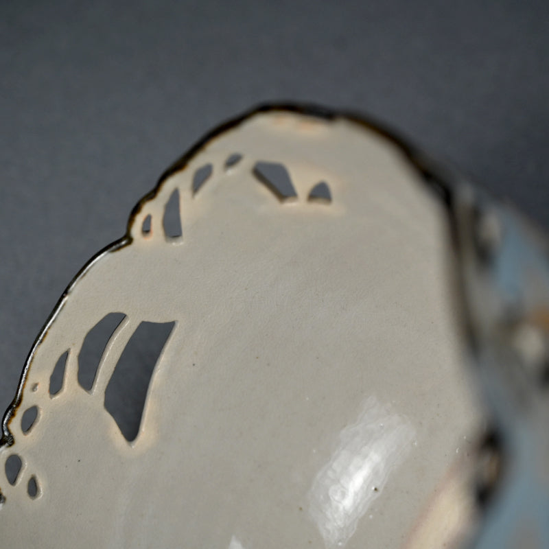 Bowl Pierced with Silver Waves & Plovers