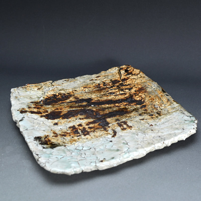 Rare Wood Fired Slab Plate ー加藤 委 "炎盤"