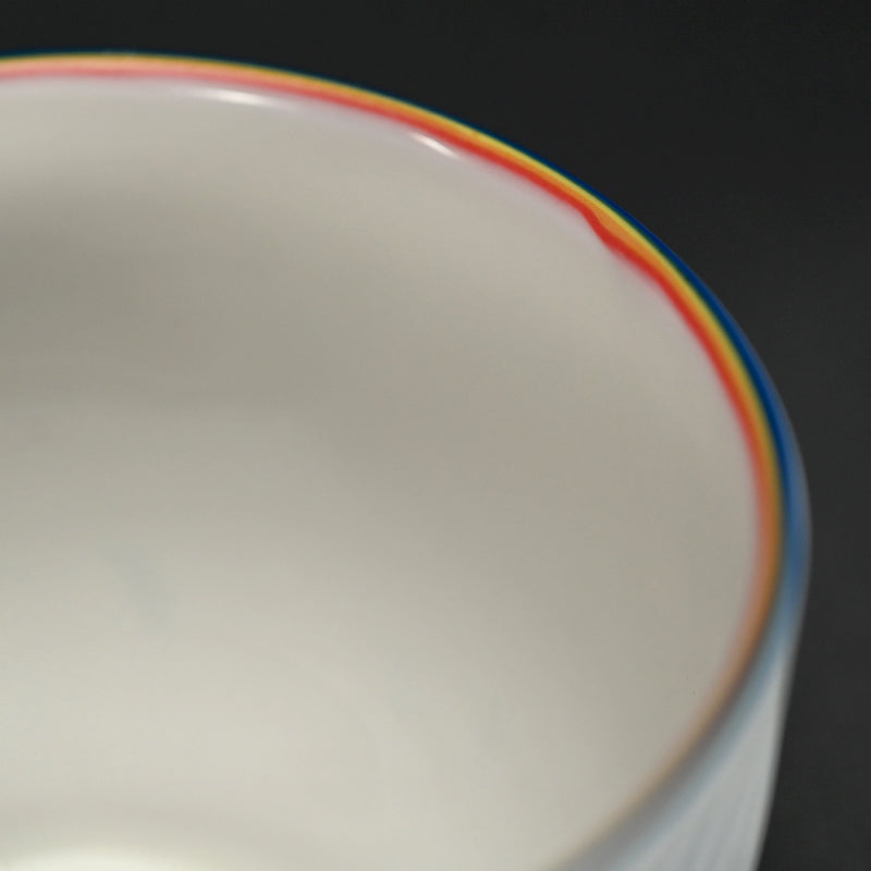 Exquisite hand-cut Porcelain Bowl -A ー北川 和樹 “重色目飯碗”