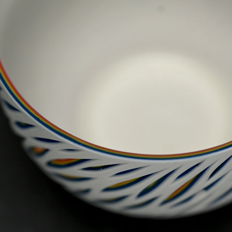 Exquisite hand-cut Porcelain Bowl -A ー北川 和樹 “重色目飯碗”