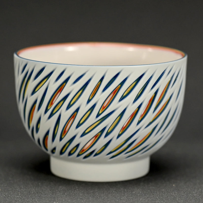 Exquisite hand-cut Porcelain Bowl -A ー北川 和樹 “重色目飯碗”