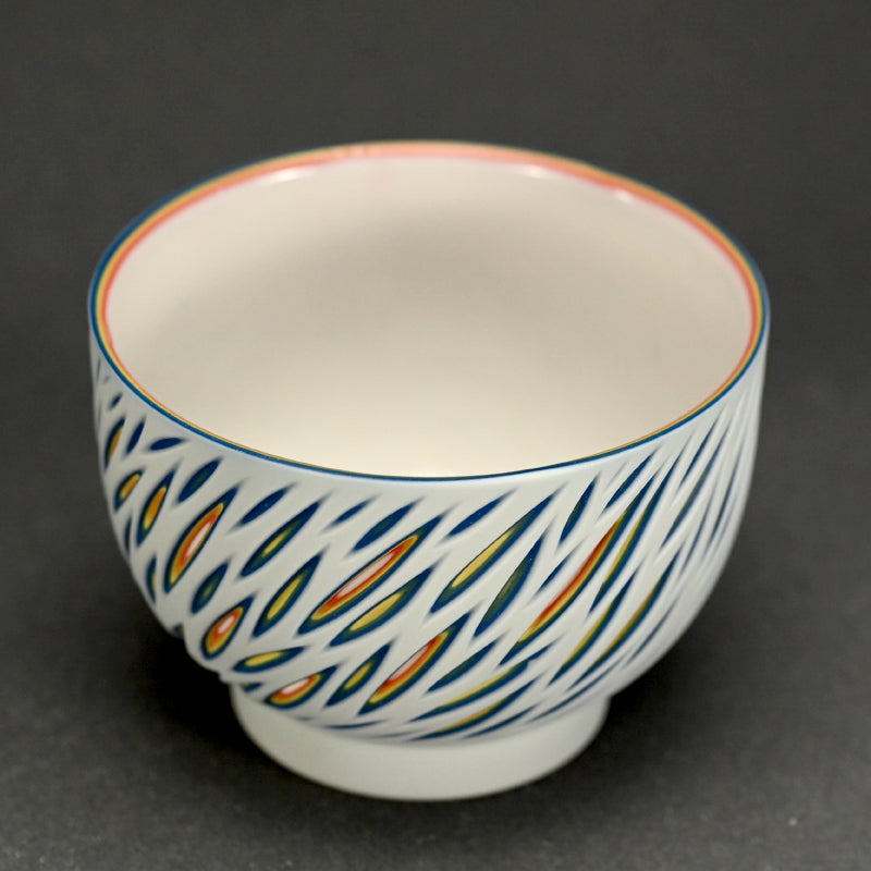 Exquisite hand-cut Porcelain Bowl -A ー北川 和樹 “重色目飯碗”