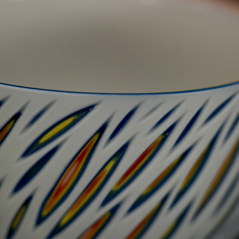 Exquisite hand-cut Porcelain Bowl -A ー北川 和樹 “重色目飯碗”