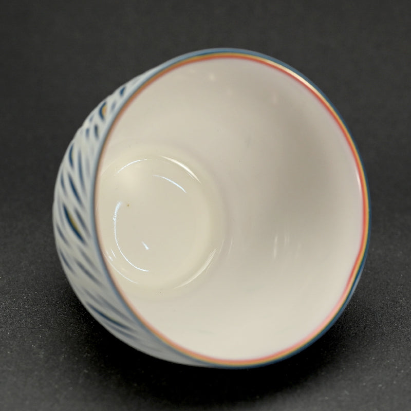 Exquisite hand-cut Porcelain Bowl -A ー北川 和樹 “重色目飯碗”